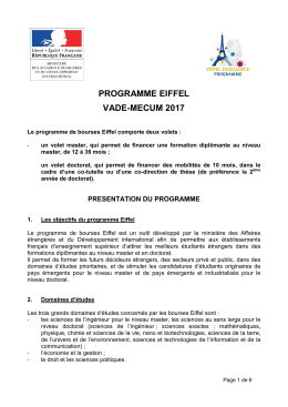 programme eiffel vade-mecum 2017