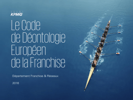 Le Code de D&eacute;ontologie Europ&eacute;en de la Franchise