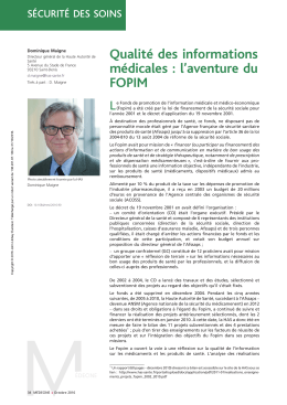 Qualit&eacute; des informations m&eacute;dicales