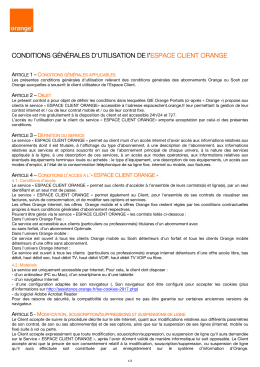 Conditions G&eacute;n&eacute;rales d`Utilisation de l`Espace Client