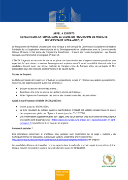 appel a experts evaluateurs externes dans le cadre du