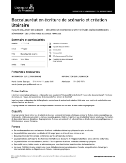 Baccalauréat en écriture de scénario et création littéraire
