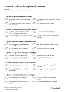 la santé -quiz sur le regime alimentaire