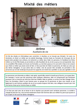 Page 1 Jérôme Auxiliaire de vie J`ai fait des études en informatique