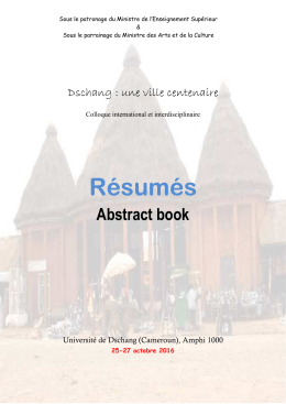 Abstract book - Universit&eacute; de Dschang