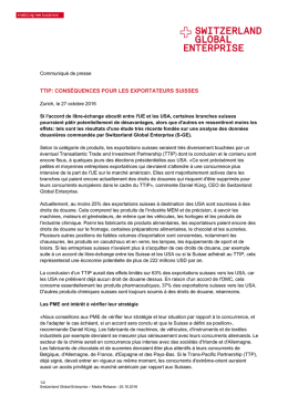 ttip: conséquences pour les exportateurs suisses