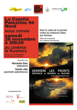 Le Comité Palestine 94 Nord vous convie samedi 26 novembre à