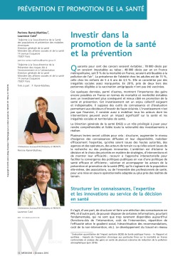 Investir dans la promotion de la santé et la prévention