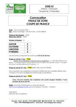 Convocation FINALE DE ZONE COUPE DE FRANCE