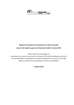 Rapport d`évaluation du mécanisme du filet de sécurité des prix de