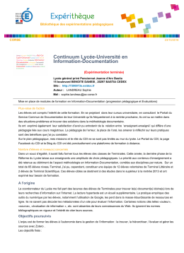 Continuum Lycée-Université en Information