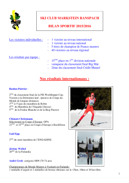 Nos résultats internationaux - Ski Club Markstein