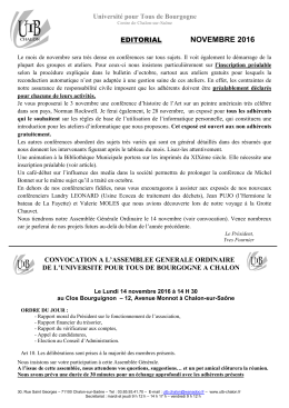 novembre 2016 - Universit&eacute; pour tous de bourgogne