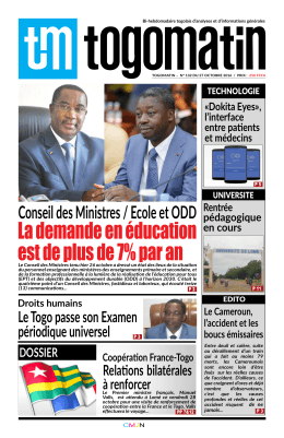 Togo Matin N&deg;132 - R&eacute;publique Togolaise