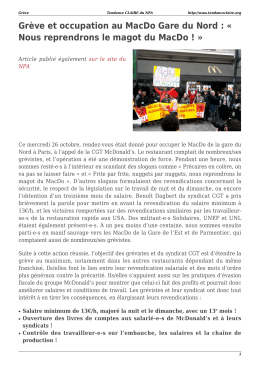 Grève et occupation au MacDo Gare du Nord