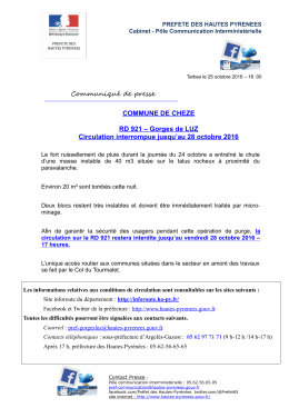 Gorges de LUZ Circulation interrompue jusqu`au 28 - Tarbes