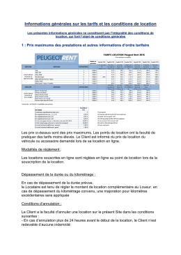 Conditions tarifaires 24 10 16