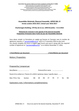 Proposition d`inclusion dans l`ordre du jour de l`Assemblée Générale