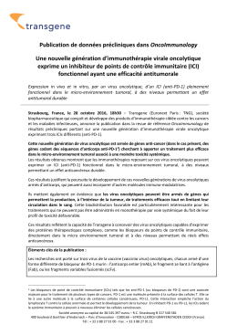 Publication de donn&eacute;es pr&eacute;cliniques dans