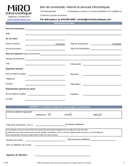 Bon de commande - Miro Informatique