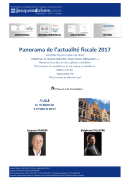 Panorama de l`actualité fiscale 2017