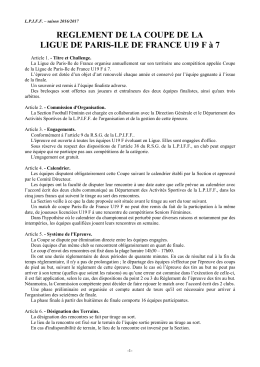 Règlement de la Coupe de Paris Ile de France U19 F à 7