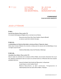 jeudi litt&eacute;raire - Salon du livre de Montr&eacute;al