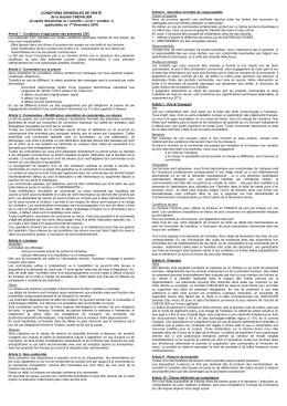 Conditions Générales de Vente