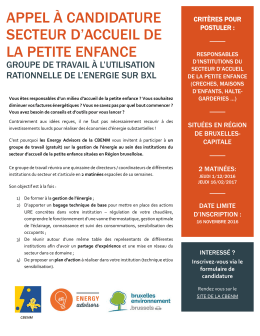 appel à candidature secteur d`accueil de la petite enfance