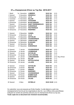 Le calendrier des tirs d`hiver 2016-2017