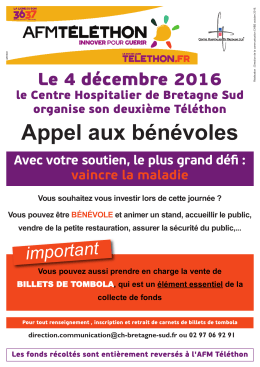 T&eacute;l&eacute;thon le 4 d&eacute;cembre &agrave; Lorient