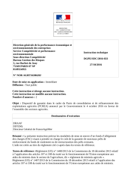 Instruction technique sur le dispositif de garantie dans le - Terre-net