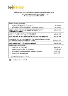 AIDES A L`INNOVATION SUR BUDGET ETAT