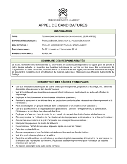 APPEL DE CANDIDATURES