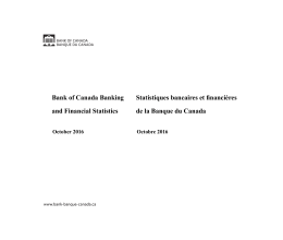 Bank of Canada Banking and Financial Statistics