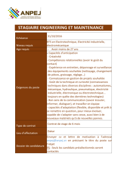 stagiaire engineering et maintenance