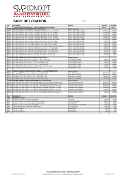 tarif de location