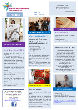 L`HEBDO n&deg; 6-35 - Eglise protestante unie de Pentemont