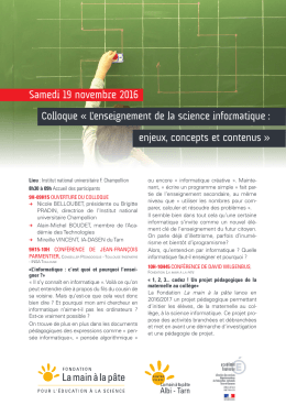Samedi 19 novembre 2016 Colloque