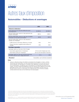 Automobiles &ndash; D&eacute;ductions et avantages