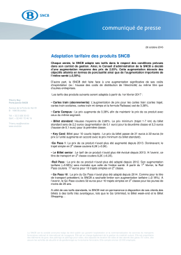 Adaptation tarifaire des produits SNCB