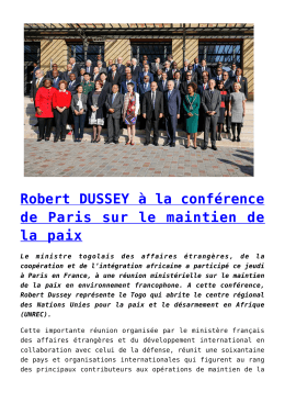 Robert DUSSEY à la conférence de Paris sur le maintien de la paix