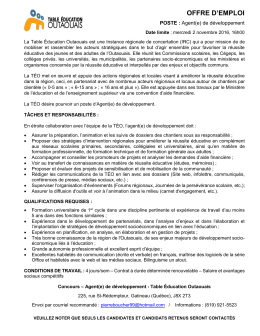 OFFRE D`EMPLOI - Table Éducation Outaouais