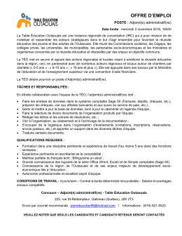 OFFRE D`EMPLOI - Table &Eacute;ducation Outaouais