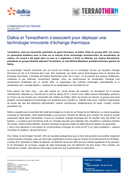 Dalkia et Terraotherm s`associent pour d&eacute;ployer une technologie