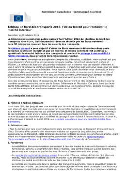 Tableau de bord des transports 2016: l`UE au travail pour