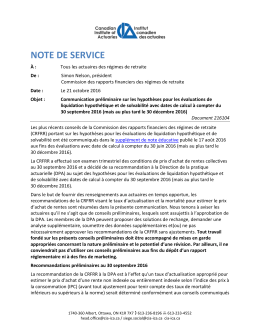 Communication pr&eacute;liminaire sur les hypoth&egrave;ses pour les
