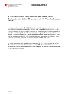 Définitions des ratios des frais TER reconnues par la CHS PP pour