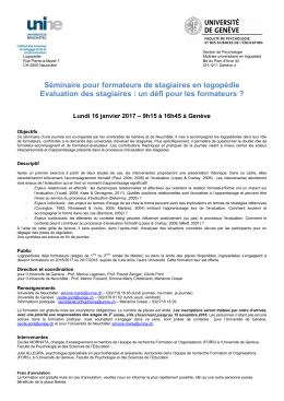 Séminaire pour formateurs de stagiaires en logopédie Evaluation