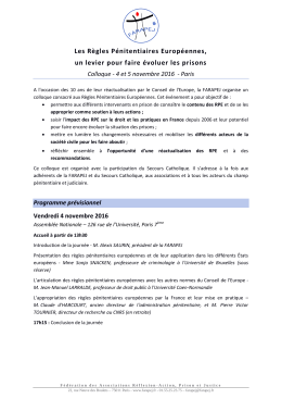 Les R&egrave;gles P&eacute;nitentiaires Europ&eacute;ennes, un levier pour faire &eacute;voluer